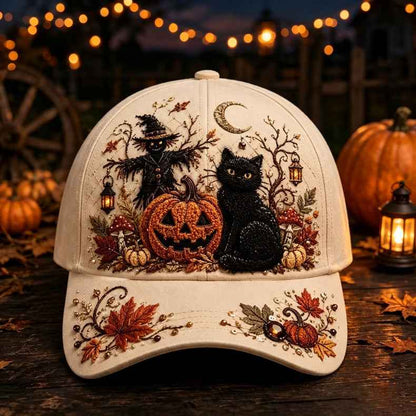 Halloween Embroidered Baseball Cap | Vintage Spooky Fall Hat