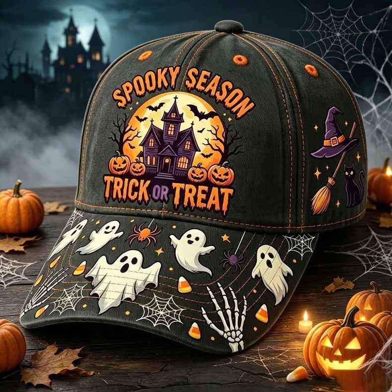 Halloween Embroidered Baseball Cap | Vintage Spooky Fall Hat
