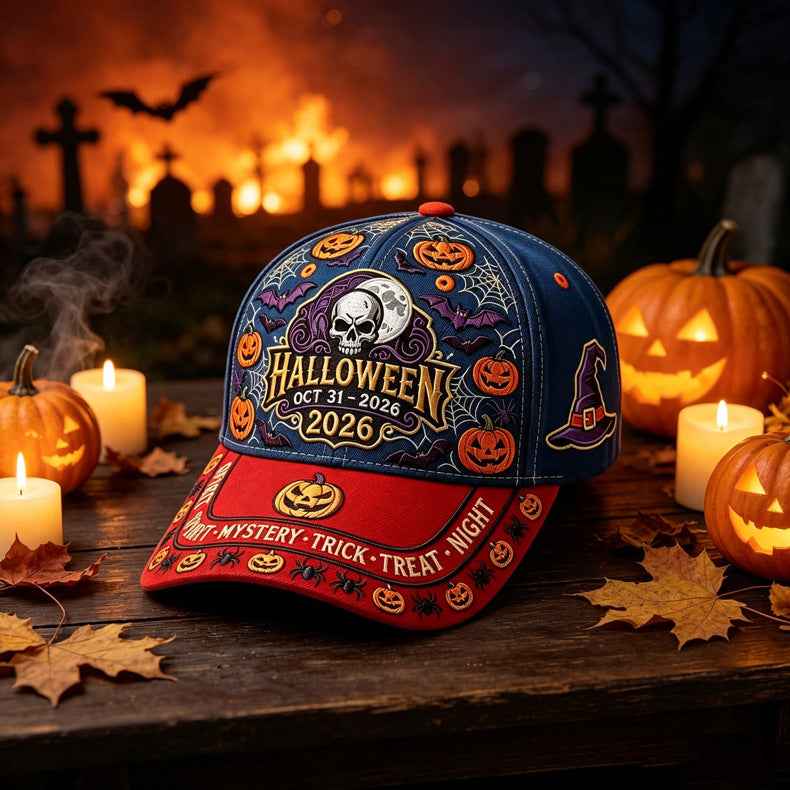 Halloween Embroidered Baseball Cap | Vintage Spooky Fall Hat