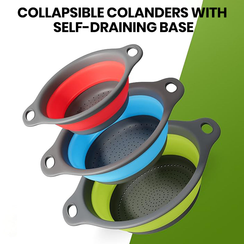 Sofynest® 4 Piece Collapsible Silicone Kitchen Strainer Set
