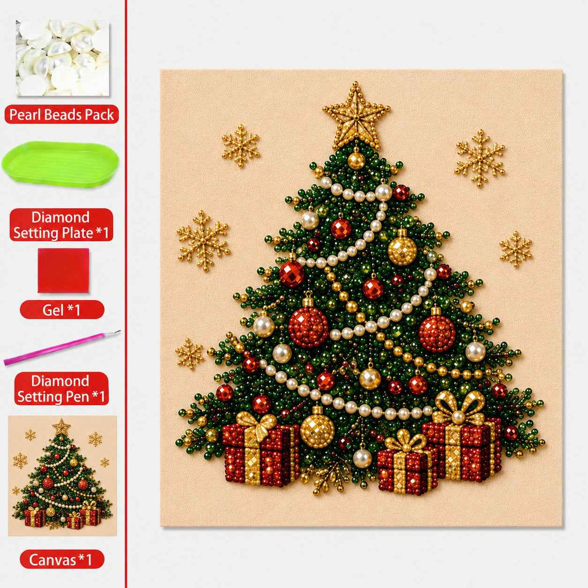 DIY 3D Christmas Pearl Art Kit | Holiday Bead Painting Craft & Framed Christmas Wall Decor