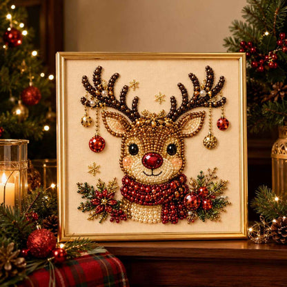 DIY 3D Christmas Pearl Art Kit | Holiday Bead Painting Craft & Framed Christmas Wall Decor