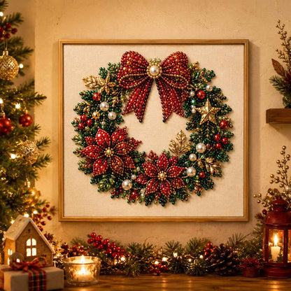 DIY 3D Christmas Pearl Art Kit | Holiday Bead Painting Craft & Framed Christmas Wall Decor