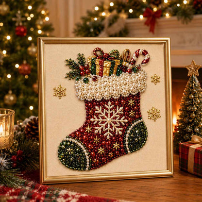 DIY 3D Christmas Pearl Art Kit | Holiday Bead Painting Craft & Framed Christmas Wall Decor