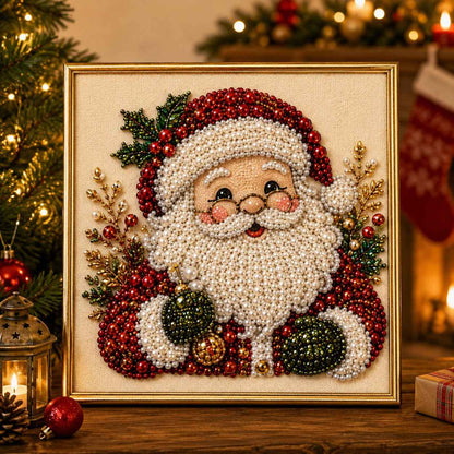 DIY 3D Christmas Pearl Art Kit | Holiday Bead Painting Craft & Framed Christmas Wall Decor