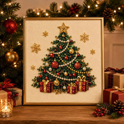 DIY 3D Christmas Pearl Art Kit | Holiday Bead Painting Craft & Framed Christmas Wall Decor