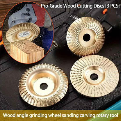3-Piece Wood Carving Disc Set | Flat, Curved & Beveled Angle Grinder Wheels