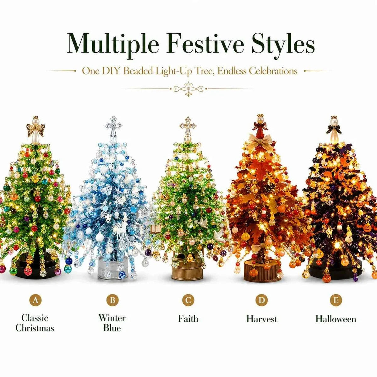 DIY Beaded Christmas Tree Kit | Handmade Crystal Holiday Craft Set