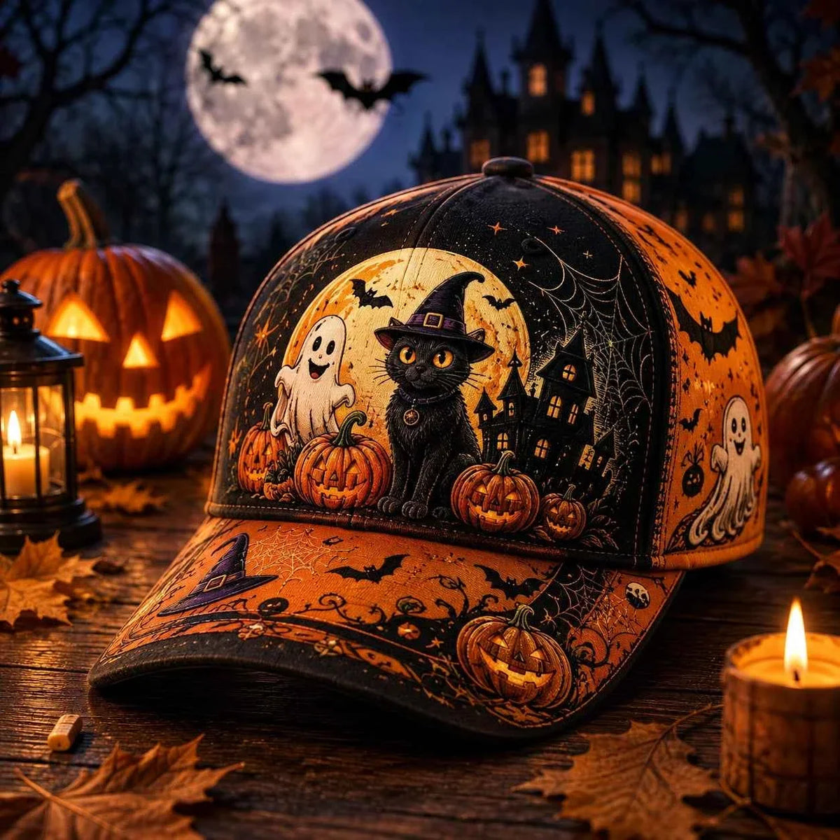 Halloween Embroidered Baseball Cap | Vintage Spooky Fall Hat