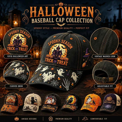 Halloween Embroidered Baseball Cap | Vintage Spooky Fall Hat