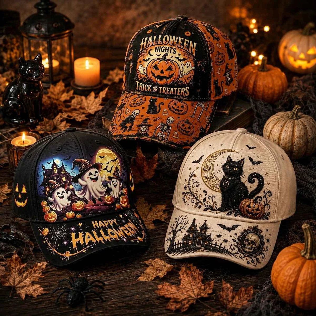 Halloween Embroidered Baseball Cap | Vintage Spooky Fall Hat