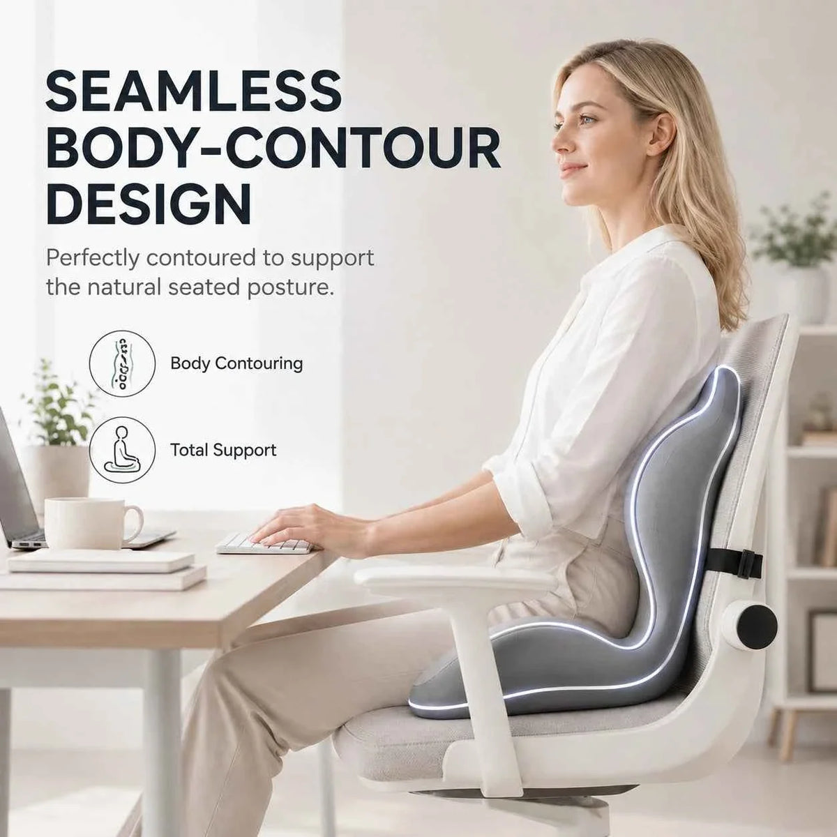 2-in-1 Memory Foam Seat & Lumbar Support Cushion | Ergonomic Office Chair Pillow