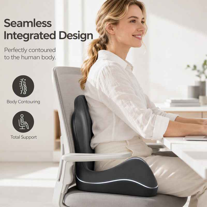 2-in-1 Memory Foam Seat & Lumbar Support Cushion | Ergonomic Office Chair Pillow