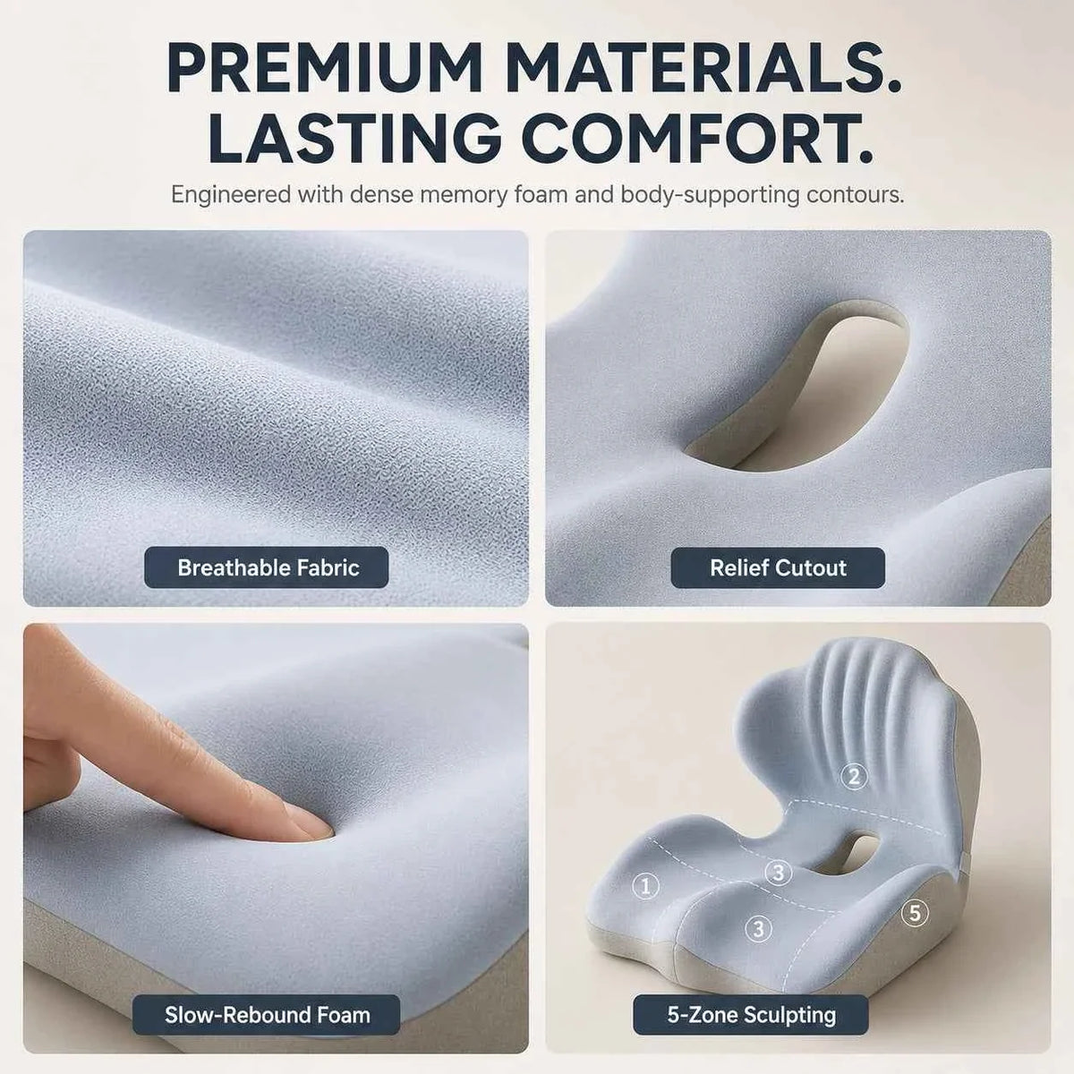 2-in-1 Memory Foam Seat & Lumbar Support Cushion | Ergonomic Office Chair Pillow