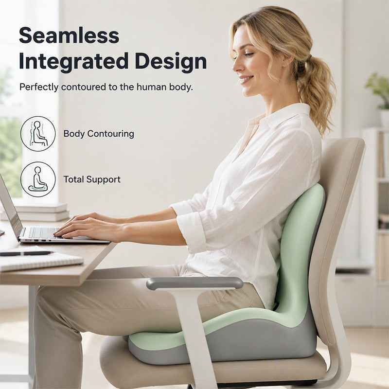 2-in-1 Memory Foam Seat & Lumbar Support Cushion | Ergonomic Office Chair Pillow