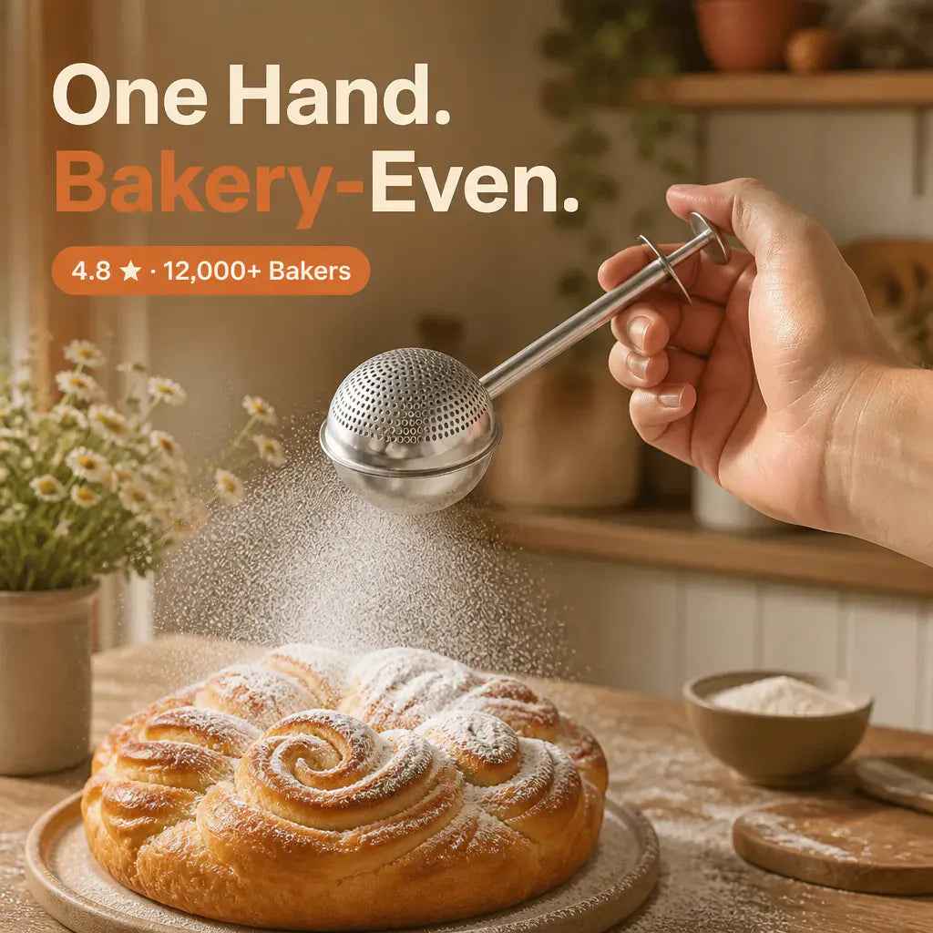 Stainless Steel Flour & Powder Duster | One-Handed Baking Sifter Wand