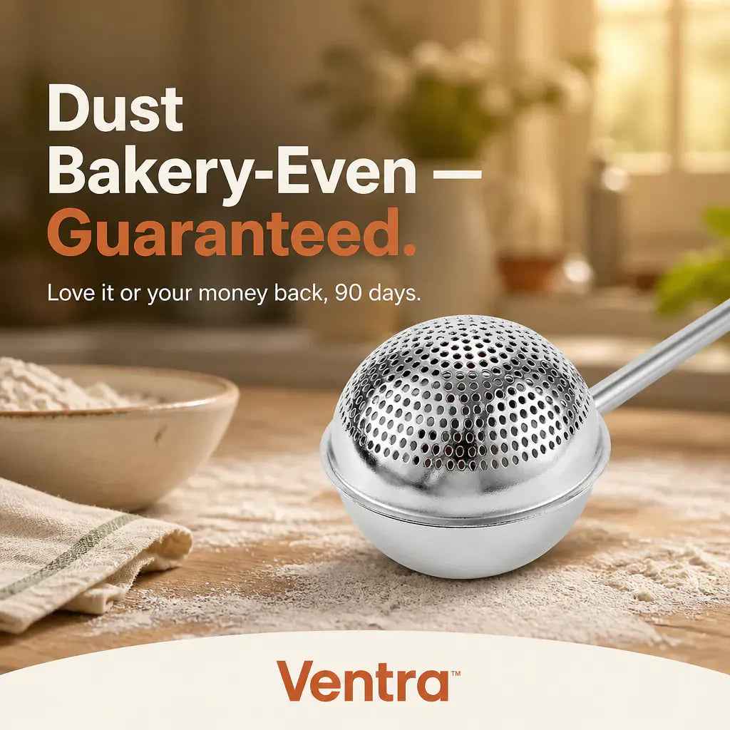 Stainless Steel Flour & Powder Duster | One-Handed Baking Sifter Wand