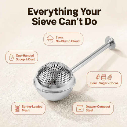 Stainless Steel Flour & Powder Duster | One-Handed Baking Sifter Wand