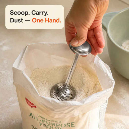 Stainless Steel Flour & Powder Duster | One-Handed Baking Sifter Wand
