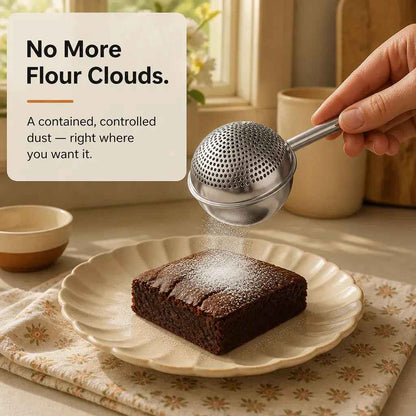 Stainless Steel Flour & Powder Duster | One-Handed Baking Sifter Wand