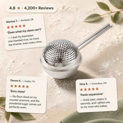 Stainless Steel Flour & Powder Duster | One-Handed Baking Sifter Wand