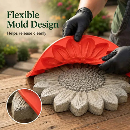 Reusable Sunflower Stepping Stone Mold | DIY Concrete Garden Path Mold For Backyard Decoration