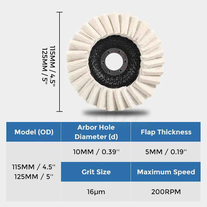 Wool Felt Flap Polishing Disc | Angle Grinder Buffing Wheel for Metal, Stone & More
