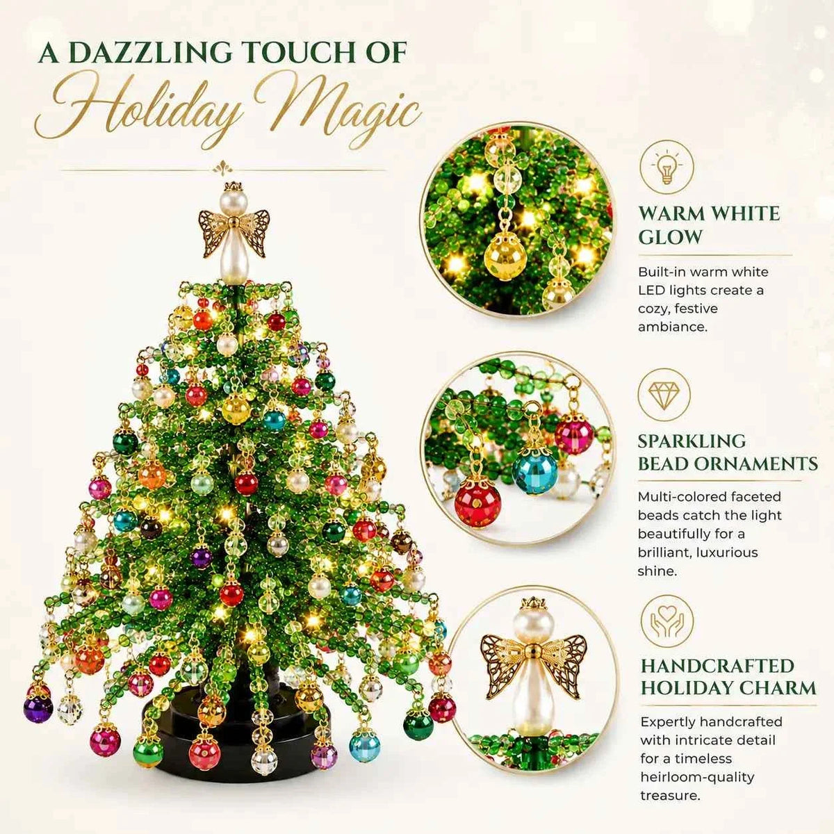 DIY Beaded Christmas Tree Kit | Handmade Crystal Holiday Craft Set