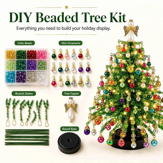 DIY Beaded Christmas Tree Kit | Handmade Crystal Holiday Craft Set
